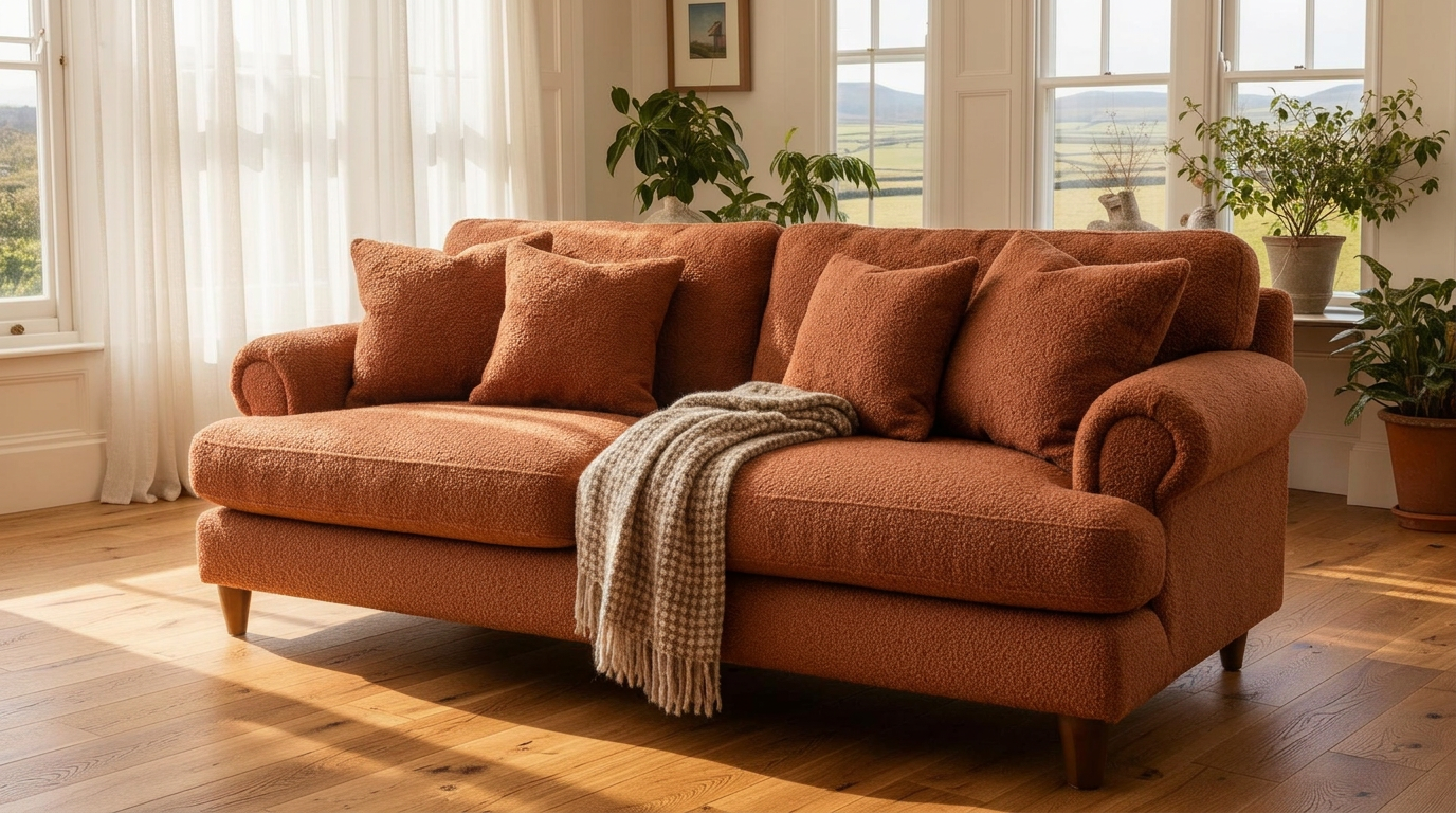 Handmade boucle sofa crafted by Craft Handmade Sofas in Edinburgh, Scotland